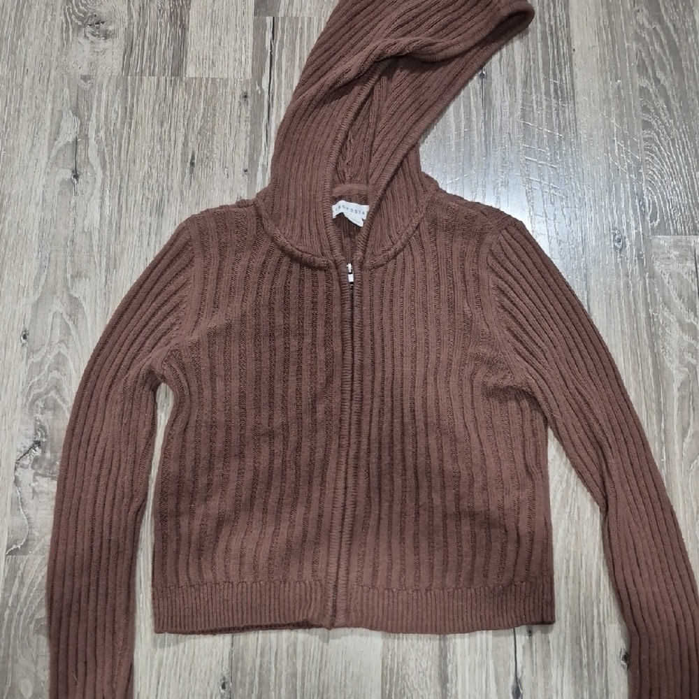Aeropostale Brown Cardigan Sweater with Hood